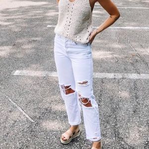 White ripped boyfriend jeans